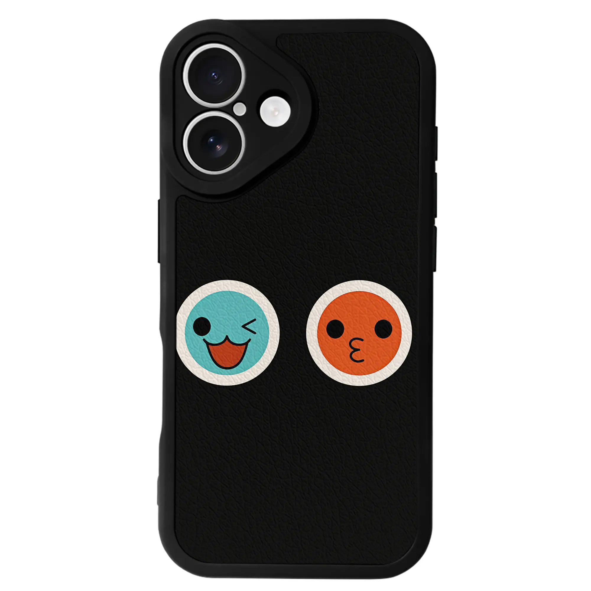 太鼓の達人 グッズ - IPhone 16シリーズ対応 ・ シリコンスマホケース ・ レザー調 ・ 高精度フィット ・ 耐衝撃 ・ ワイヤレス充電対応 ・ 精密カット